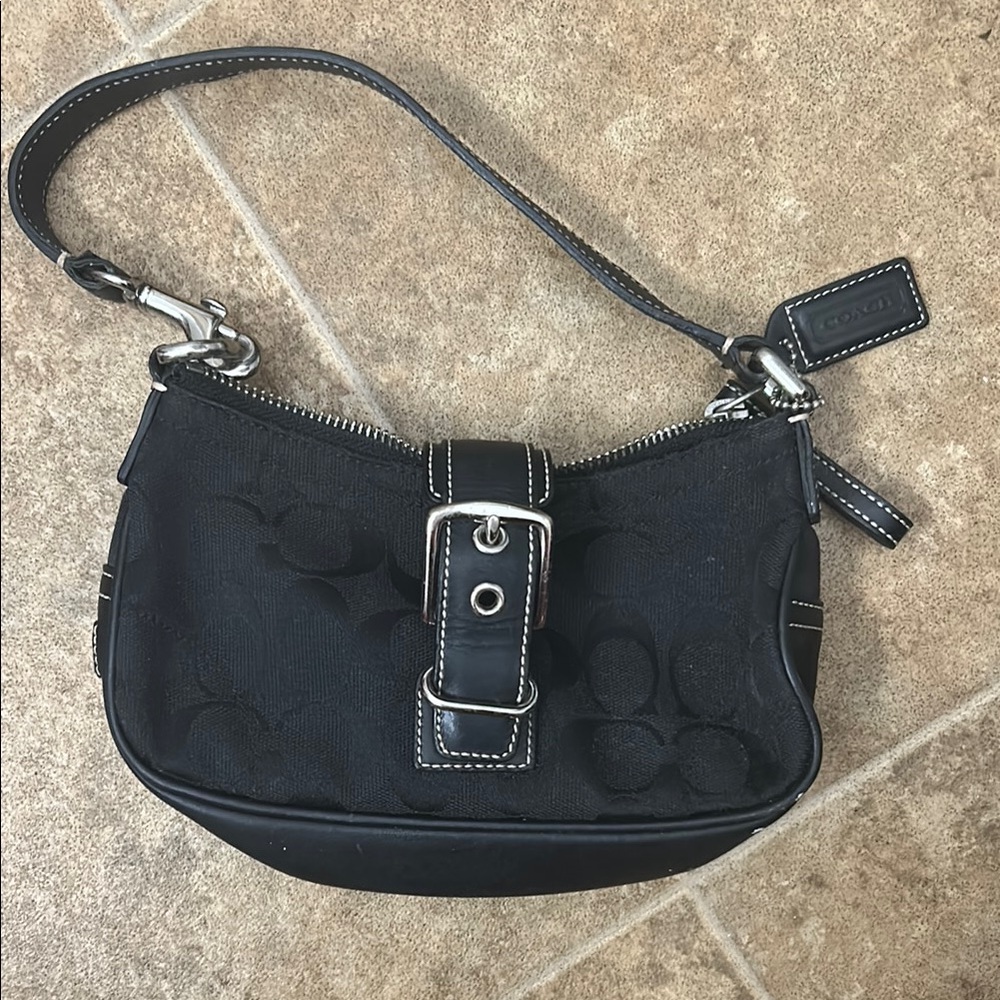 Coach Black Shoulder Bag with Silver Accents